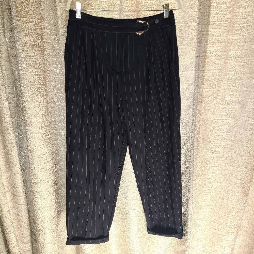 Topshop Navy with Pink stripes Trousers with Ankle Length Style